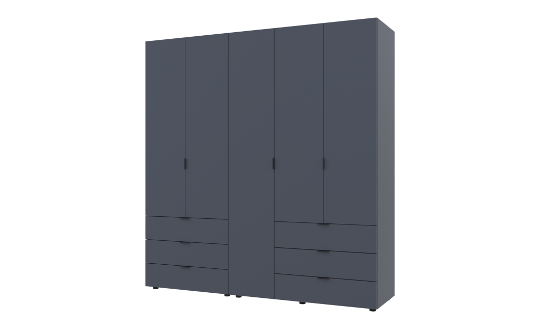 Kleiderschrank Doros Gelar Set mit Drehtüren Graphitgrau 2+3 Türen 193,7x49,5x203,4 (42002132)