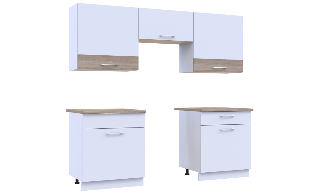Küche Doros Leia 180x60x250 Weiß / Sonoma Eiche (81000010)