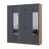 Kleiderschrank mit Spiegel und Aufsatz Doros Rondi Artisan Eiche/Graphit 2+3 Türen 203x52x236 (42005703)
