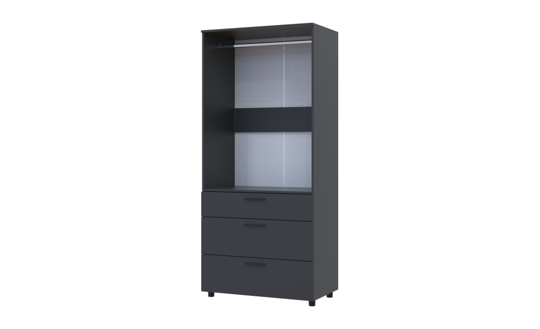 Kleiderschrank Doros Thorn Anthrazit 2 Türen 3 Schubladen Kleiderstange 90x51,6x200 (44900445)
