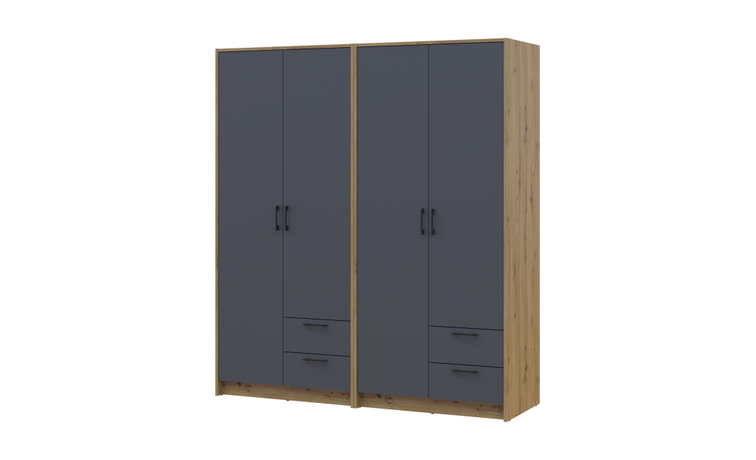 Kleiderschrank Doros Rondi Artisan Eiche/Graphit 2+2 Türen 164x52x195 (42005688)
