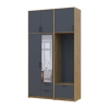 Kleiderschrank Doros Rondi mit Kleiderstange, Spiegel und hohem Oberschrank Artisan Eiche/Graphitgrau 2 Türen 142x52x260 (42005279)
