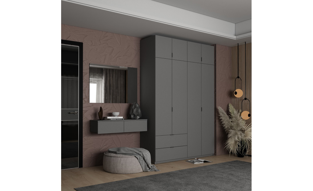 Möbelset Doros Levia mit Spiegel Graphitgrau 100x32x100 (42005236)