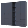 Kleiderschrank Doros Gelar Graphitgrau 2+3 Türen mit offenem Regal 231,9x49,5x203,4 (42005057)