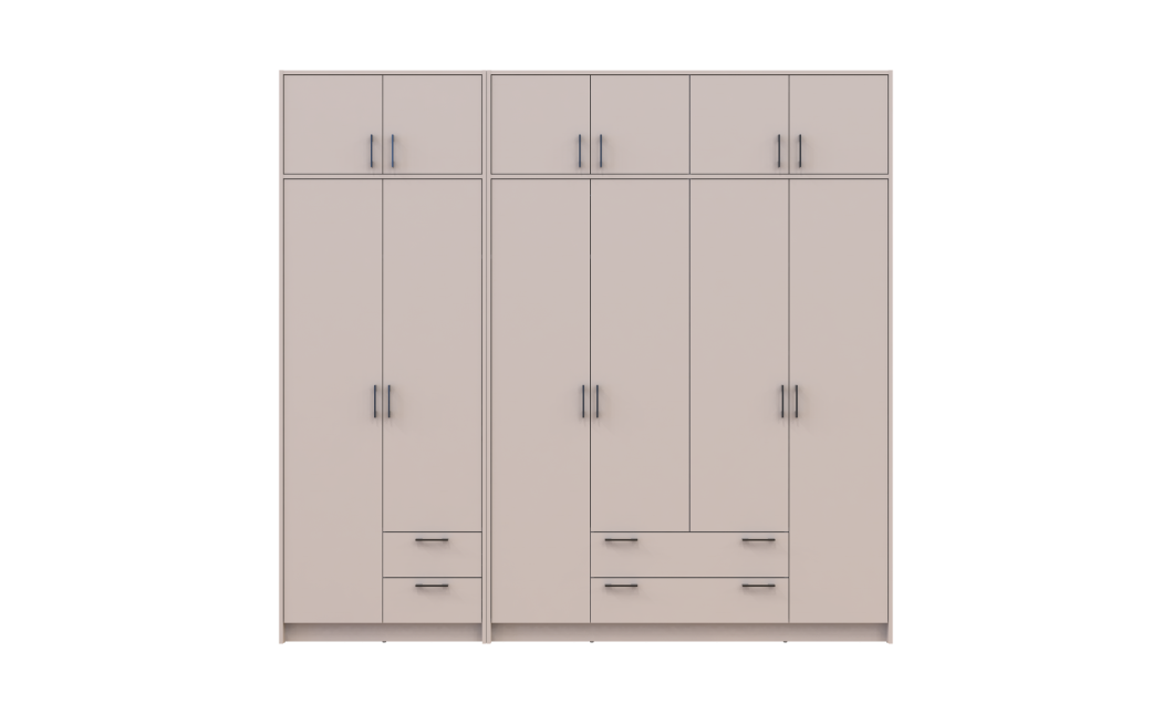 Kleiderschrank mit Aufsatz Doros Rondi Kaschmir 2+4 Türen 242x52x236 (42005632)