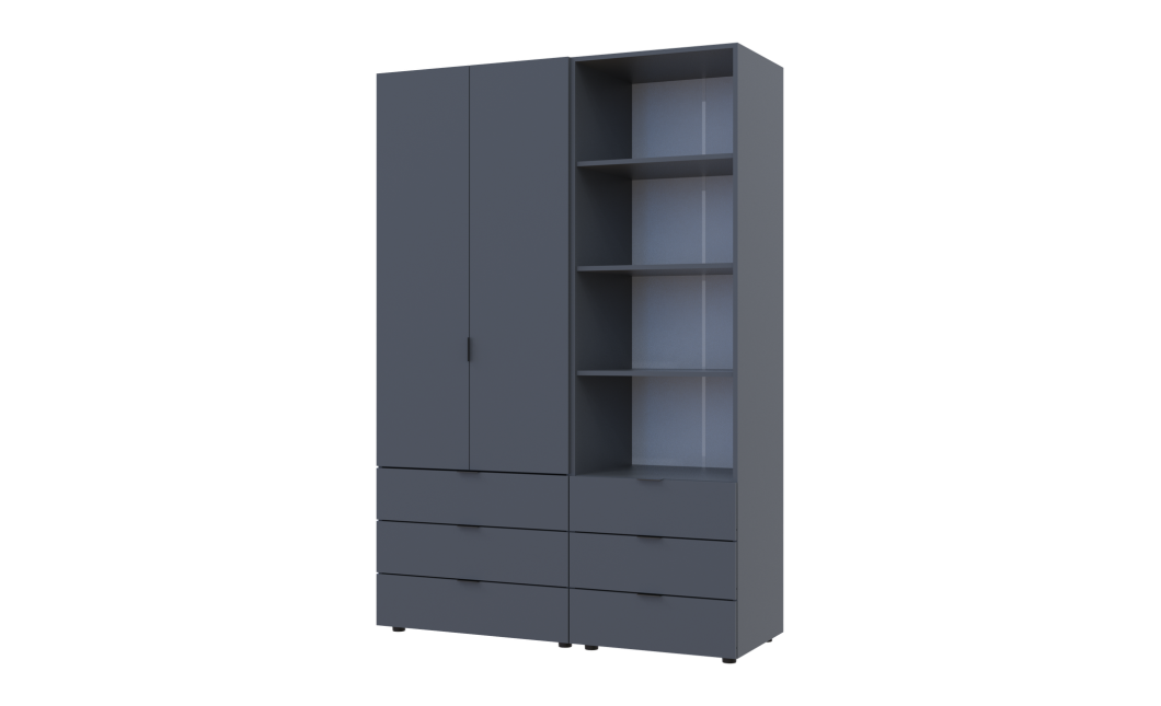 Kleiderschrank Doros Gelar Graphitgrau 2 Türen Säulenschrank 137,5x49,5x203,4 (42005168)