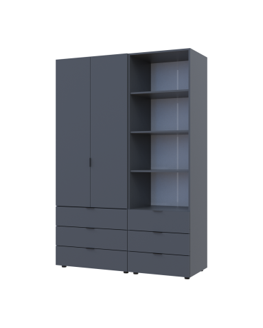 Kleiderschrank Doros Gelar Graphitgrau 2 Türen Säulenschrank 137,5x49,5x203,4 (42005168)