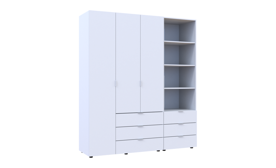 Kleiderschrank Doros Gelar Weiß 3 Türen Säulenschrank 176,2x49,5x203,4 (42005163)