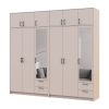 Kleiderschrank mit Spiegel und Aufsatz Doros Rondi Kaschmir 3+3 Türen 242x52x236 (42005635)