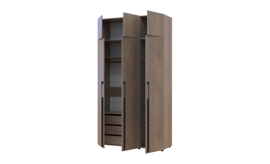 Kleiderschrank mit Schubladen und Aufsatz Doros Kasper Cremona Cannolo 3 Türen 135x48x245 (42005567)