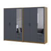 Kleiderschrank mit Spiegel Doros Rondi Artisan Eiche/Graphit 3+3 Türen 242x52x195 (42005695)