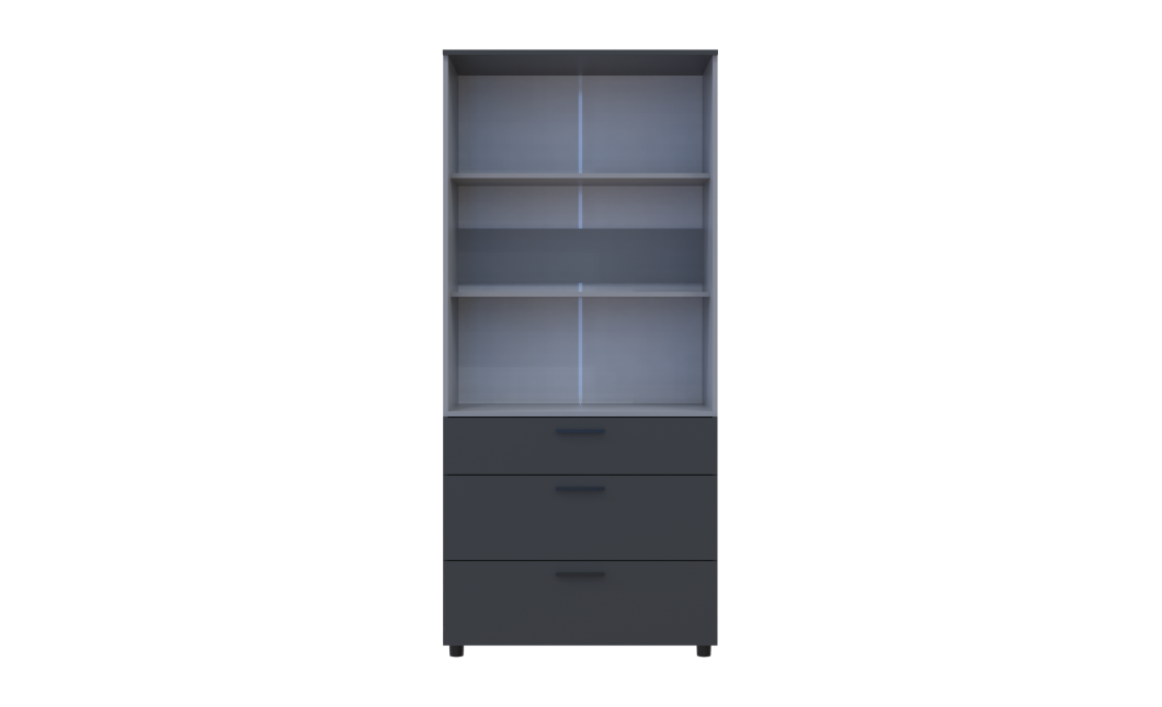 Kleiderschrank Doros Thorn Anthrazit/Grau 2 Türen 3 Schubladen Böden 90x51,6x200 (44900474)