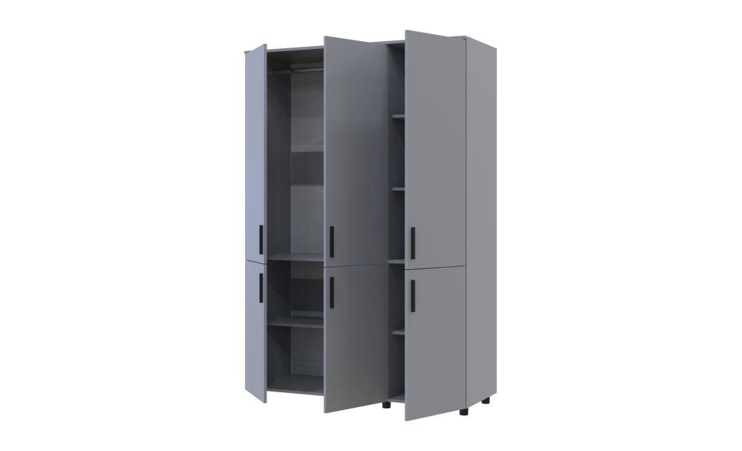 Kleiderschrank Doros Thorn Grau 3 Türen Kleiderstange 135x51,6x200 (44900487)