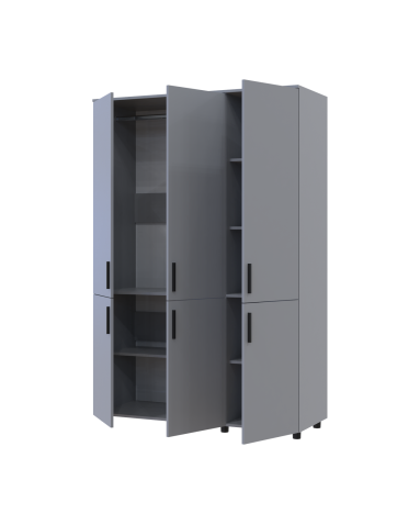Kleiderschrank Doros Thorn Grau 3 Türen Kleiderstange 135x51,6x200 (44900487)