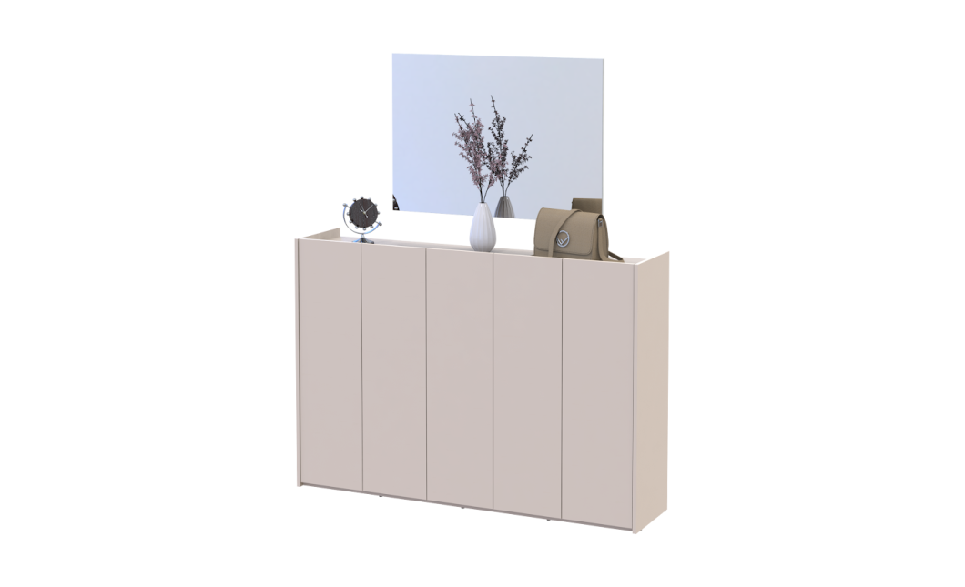 Schuhschrank Doros Kassel mit Spiegel Kaschmir 5 Türen 159×40×110 (42005508)