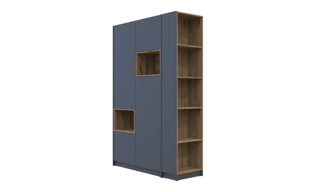 Kleiderschrank Doros Dale mit Drehtüren Anthrazit/Ewok Eiche 2 Türen 143,2x52x220 (42005337)