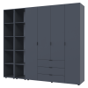 Kleiderschrank Doros Gelar Graphitgrau 4 Türen mit 2 offenen Regalböden 231,4x49,5x203,4 (42005064)
