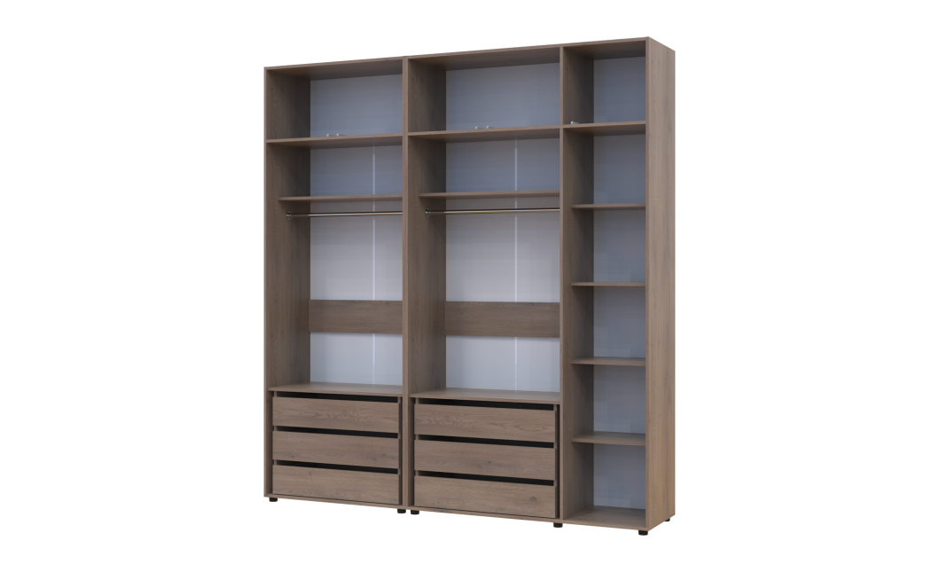 Kleiderschrank mit Schubladen und Aufsatz Doros Kasper Cremona Cannolo 2+3 Türen 225x48x245 (42005555)