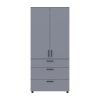Kleiderschrank Doros Thorn Grau 2 Türen 3 Schubladen Kleiderstange 90x51,6x200 (44900441)