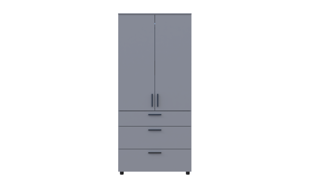 Kleiderschrank Doros Thorn Grau 2 Türen 3 Schubladen Kleiderstange 90x51,6x200 (44900441)