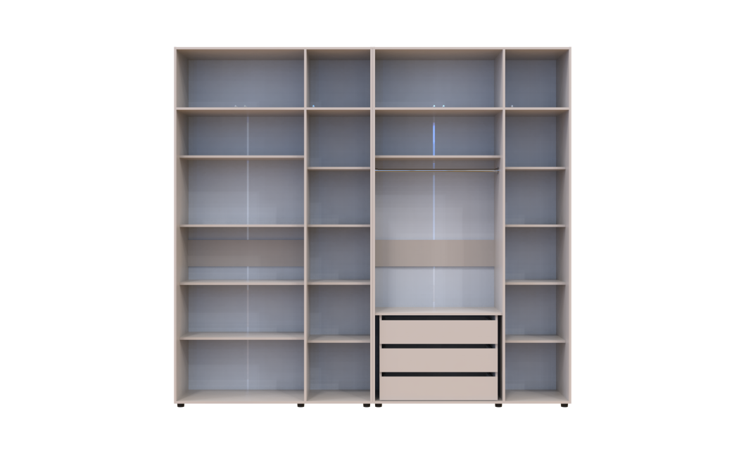 Kleiderschrank mit Schubladen, Regalen und Aufsatz Doros Kasper Kaschmir 3+3 Türen 270x48x245 (42005580)