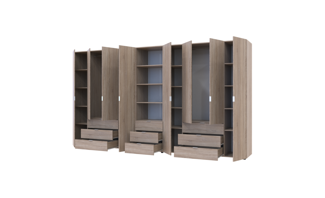 Kleiderschrank Doros Gelar Sonoma Eiche 4+4 Türen Säulenschrank 370x49,5x203,4 (42005185)