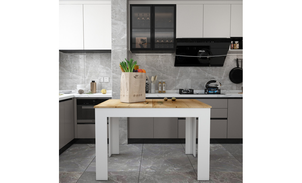 Esstisch Doros Flint Weiß / Artisan Eiche 120/170x80x78 (41510130)