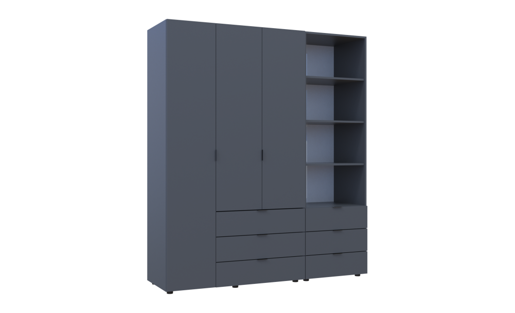 Kleiderschrank Doros Gelar Graphitgrau 3 Türen Säulenschrank 176,2x49,5x203,4 (42005169)