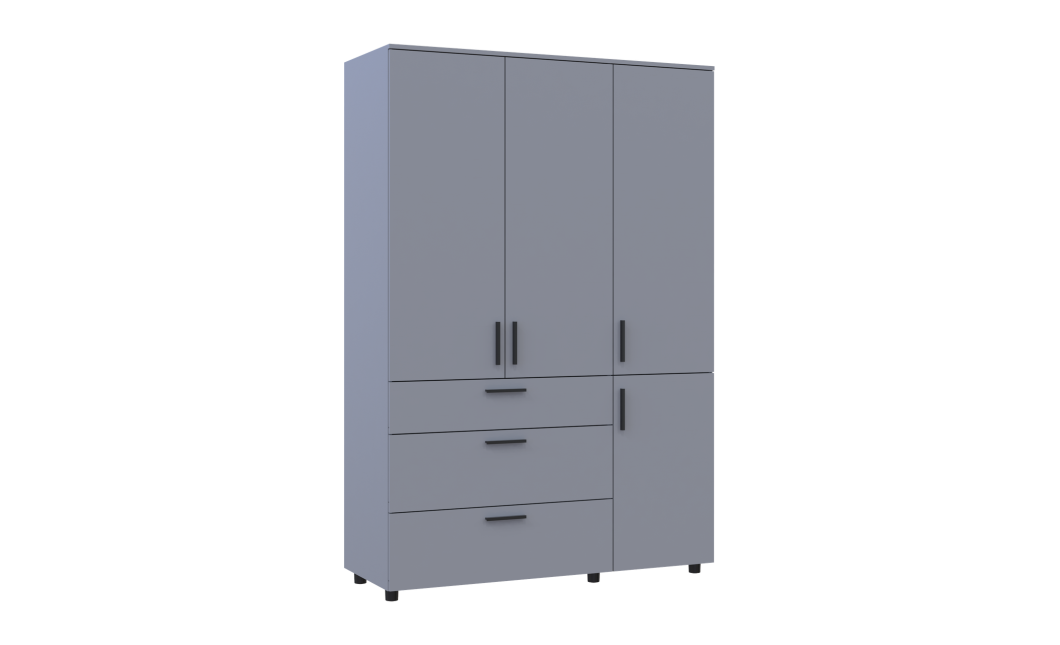 Kleiderschrank Doros Thorn Grau 3 Türen 3 Schubladen Böden 135x51,6x200 (44900490)