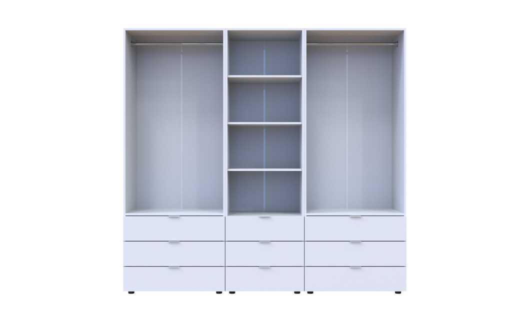 Kleiderschrank Doros Gelar Weiß 2+2 Türen Säulenschrank 215x49,5x203,4 (42005165)