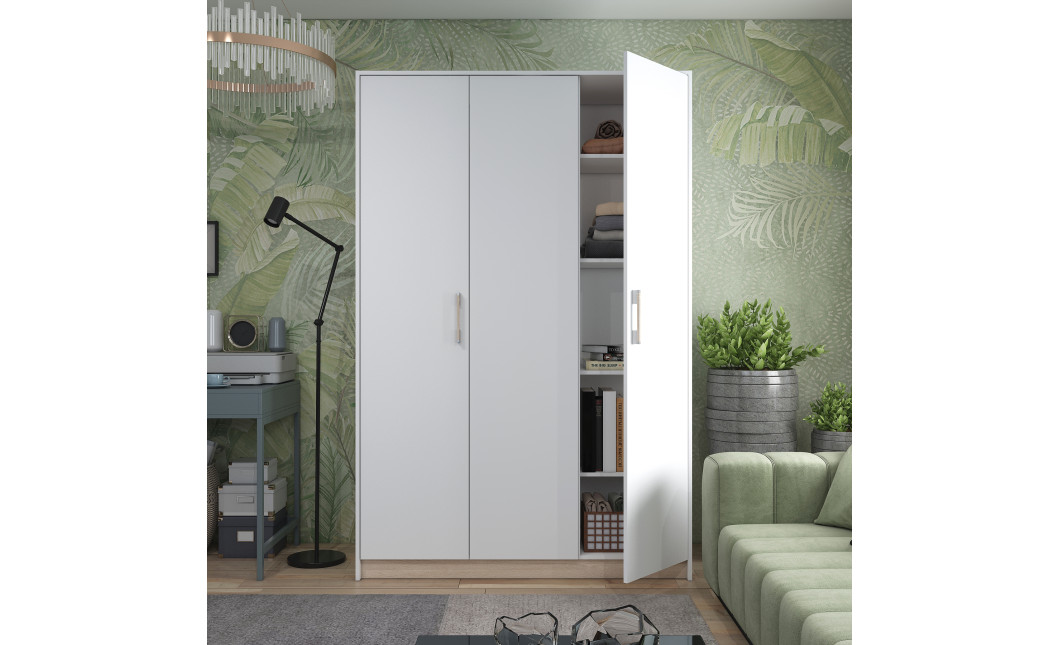 Kleiderschrank Doros Austin mit Drehtüren Weiß 135x51x205 (80737167)