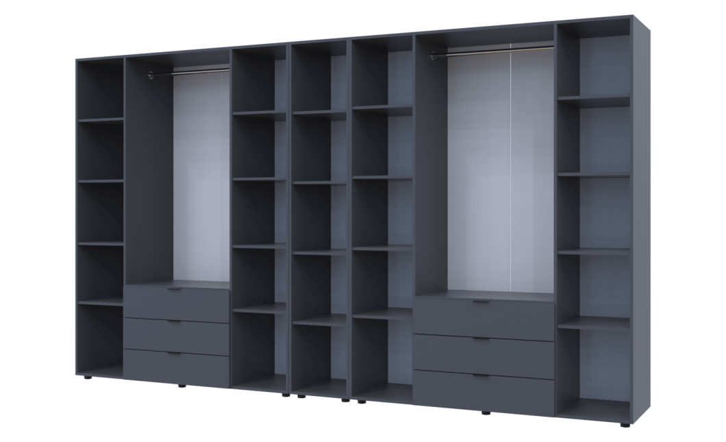 Kleiderschrank Doros Gelar Graphitgrau 4+4 Türen mit offenem Regal 348,2x49,5x203,4 (42005065)