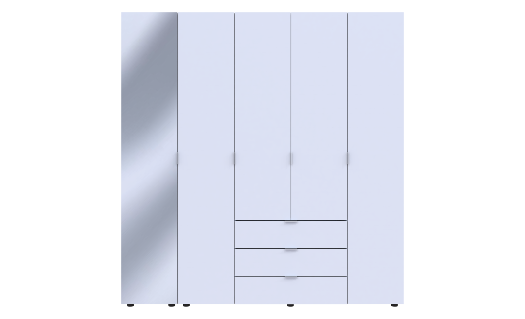 Kleiderschrank Doros Gelar Weiß 4 Türen mit Spiegel 194x49,5x203,4 (42002160)