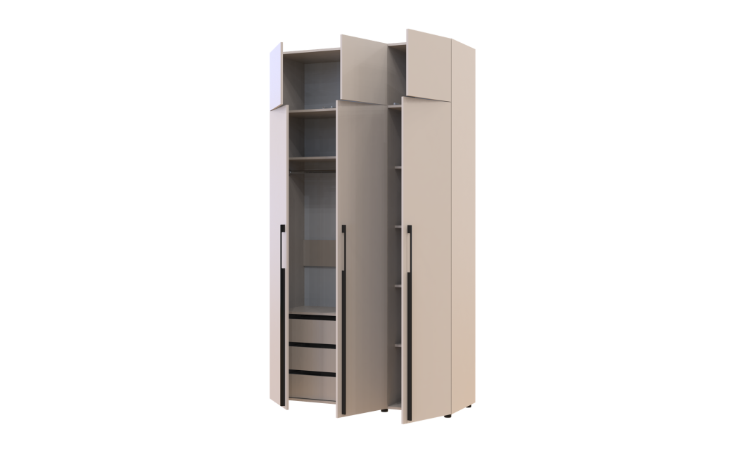 Kleiderschrank mit Schubladen und Aufsatz Doros Kasper Kaschmir 3 Türen 135x48x245 (42005566)