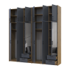 Kleiderschrank mit Spiegel und hohem Aufsatz Doros Rondi Artisan Eiche/Graphit 3+3 Türen 242x52x260 (42005719)