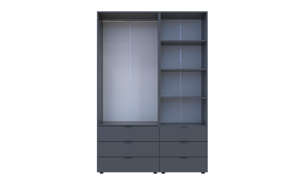 Kleiderschrank Doros Gelar Graphitgrau 2 Türen Säulenschrank 137,5x49,5x203,4 (42005168)