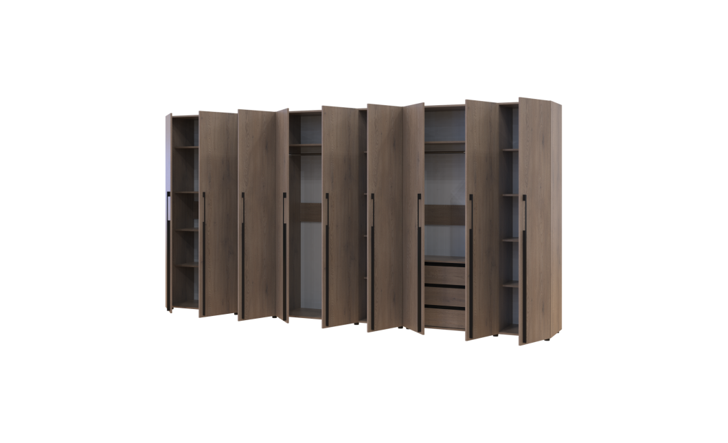 Kleiderschrank mit Regalen und Schubladen Doros Kasper Cremona Cannolo 3+3+3 Türen 405x48x204 (42005735)