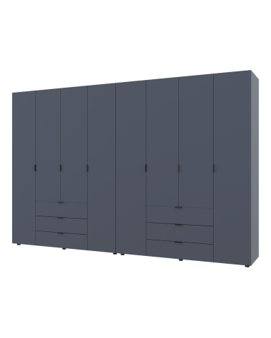 Kleiderschrank Doros Gelar Set mit Drehtüren Graphitgrau 4+4 Türen 310x49,5x203,4 (42002130)