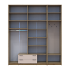 Kleiderschrank Doros Rondi mit Kleiderstange, Spiegel und hohem Oberschrank Artisan Eiche/Kaschmir 4 Türen 220x52x260 (42005302)