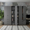 Kleiderschrank Doros Gelar Graphitgrau 2+3 Türen mit offenem Regal 231,9x49,5x203,4 (42005057)