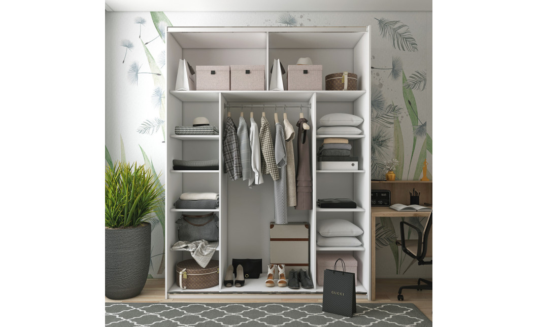 Kleiderschrank Doros G-Caiser Schiebetüren Weiß Graphitgrau 2 Türen 180x60x240 (42005093)