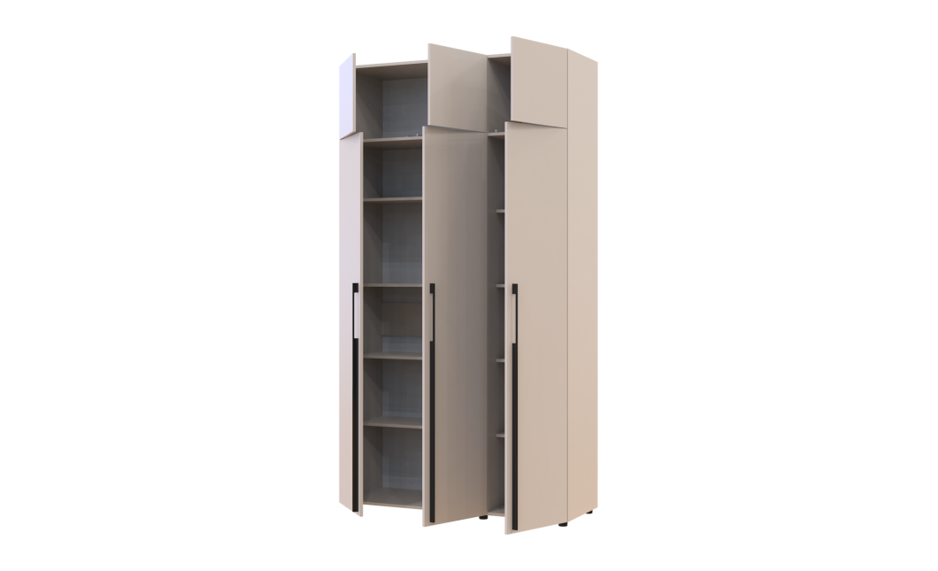 Kleiderschrank mit Regalen und Aufsatz Doros Kasper Kaschmir 3 Türen 135x48x245 (42005564)