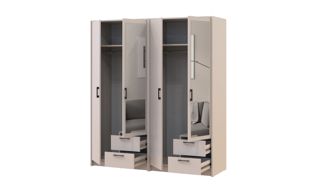 Kleiderschrank mit Spiegel Doros Rondi Kaschmir 2+2 Türen 164x52x195 (42005617)