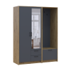 Drehtürenschrank Doros Rondi mit Kleiderstange und Spiegel Artisan Eiche/Graphitgrau 2 Türen 142x52x195 (42005271)