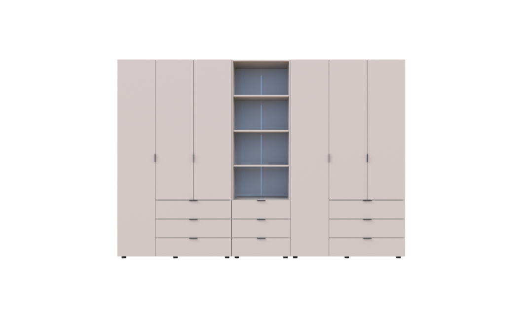 Kleiderschrank Doros Gelar Kaschmir 3+3 Türen Säulenschrank 292,4x49,5x203,4 (42005178)