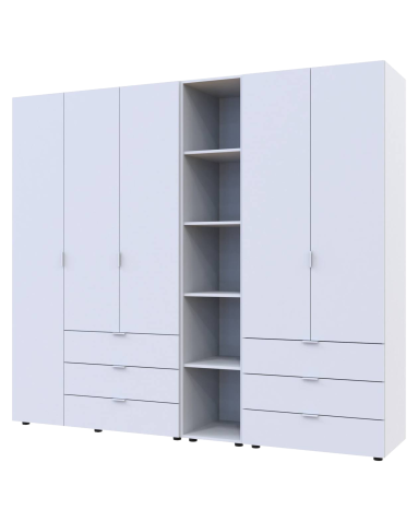 Kleiderschrank Doros Gelar Weiß 2+3 Türen mit offenem Regal 231,9x49,5x203,4 (42005032)
