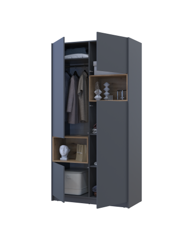 Kleiderschrank Doros Dale Anthrazit/Ewok Eiche 2 Türen 115,2x52x220 (44900525)