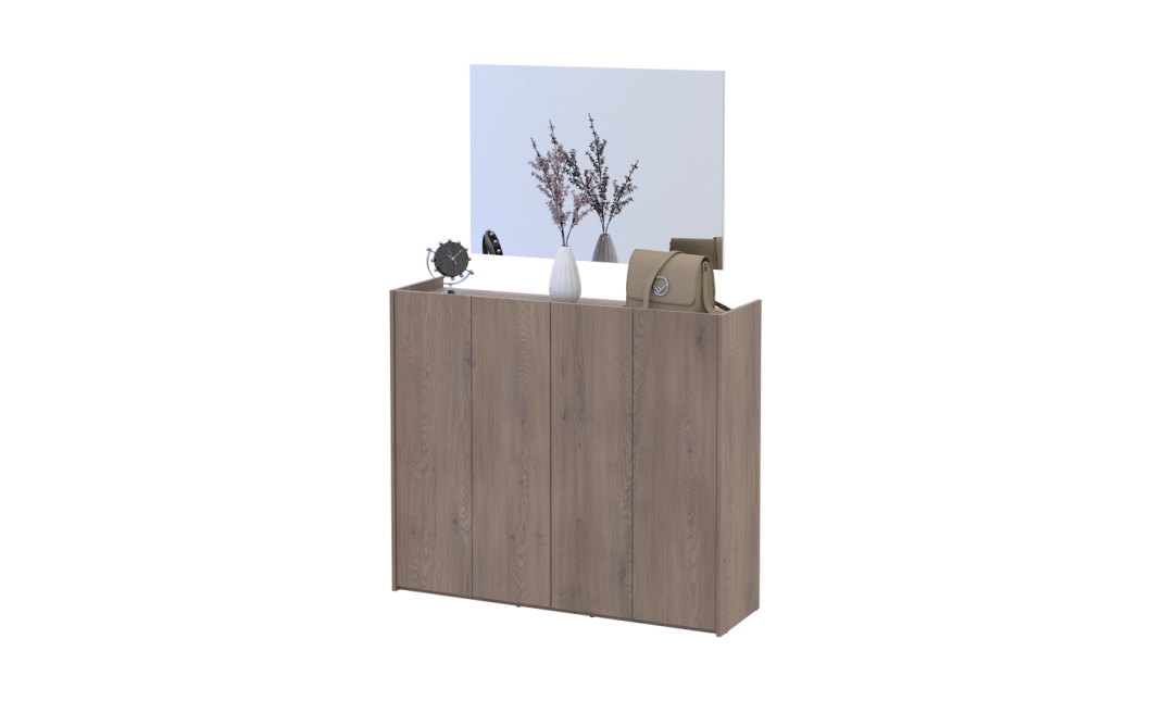 Schuhschrank Doros Kassel mit Spiegel Cremona Cannolo 4 Türen 128×40×110 (42005504)