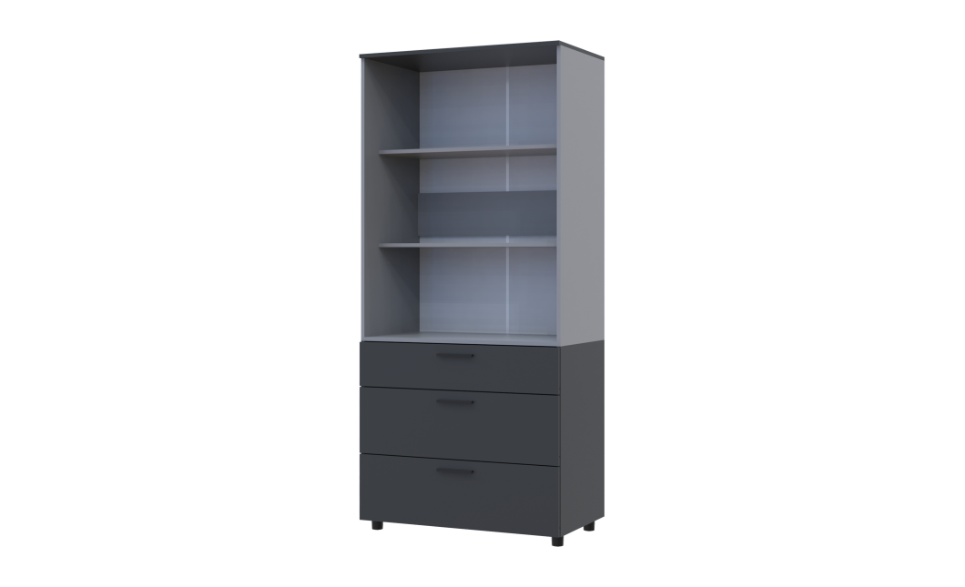 Kleiderschrank Doros Thorn Anthrazit/Grau 2 Türen 3 Schubladen Böden 90x51,6x200 (44900474)