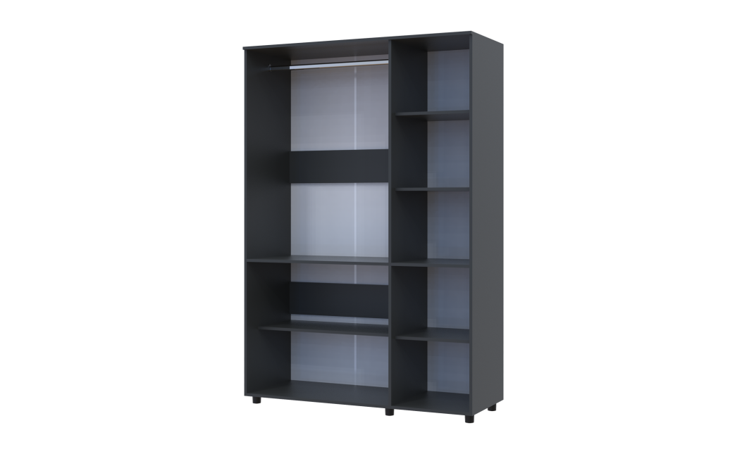 Kleiderschrank Doros Thorn Anthrazit 3 Türen Kleiderstange 135x51,6x200 (44900491)